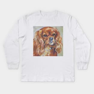 cavalier king charles spaniel fine art painting Kids Long Sleeve T-Shirt